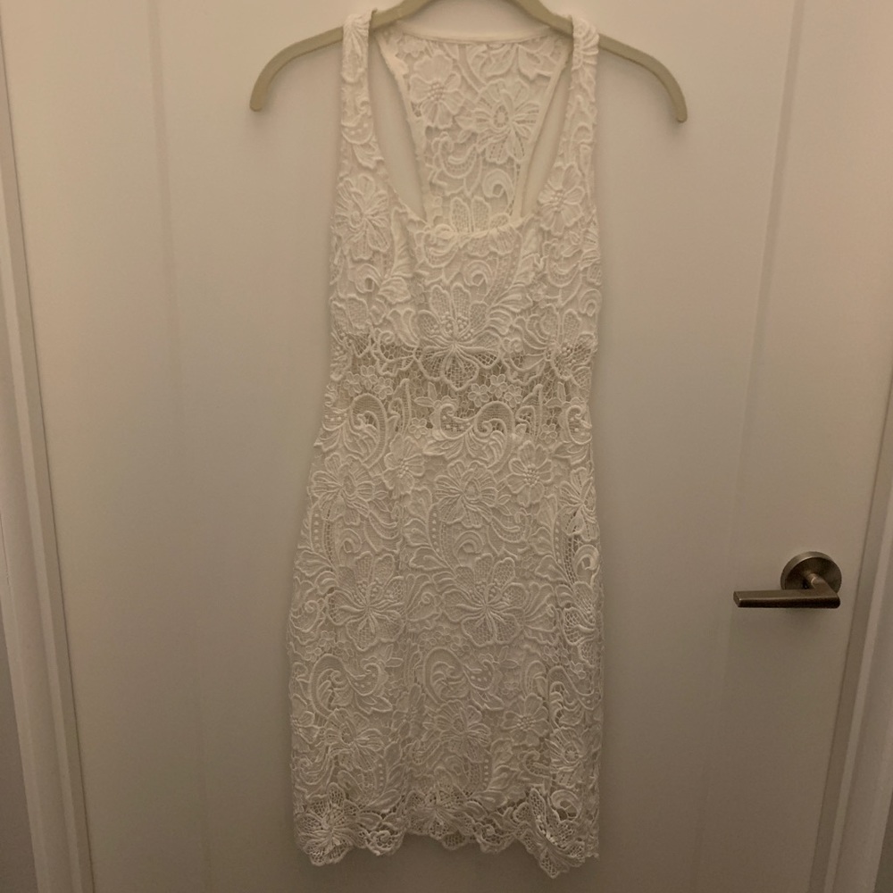 White lace Ralph Lauren racer back mini dress